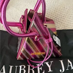 Pink and Gold Striped Women's Bag-Aubrey Jai